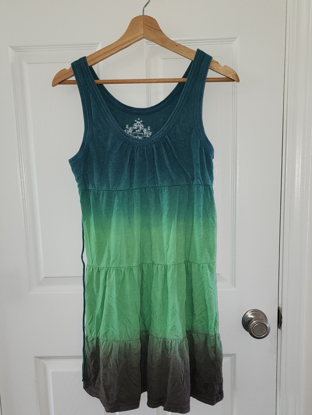 So Wear It Declare It Teal Green Ombre Mini Dress LARGE
